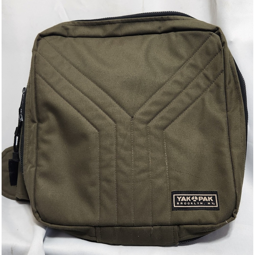 Vintage Yak Pak x Vexed Generation Crossbody Sling Bag Olive Green zipper damage